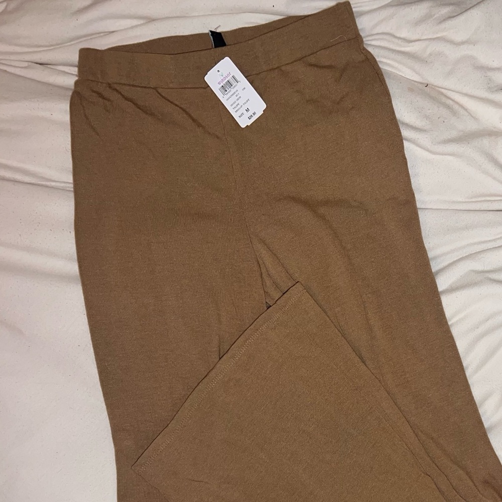 Windsor “On A Flare High-Rise Knit Pants” Taupe